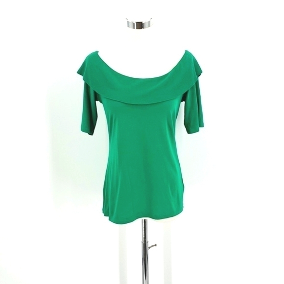 Anthropologie Top ETT TWA Patchett off the Shoulder Neckline Green Fitted Size M - Picture 7 of 9